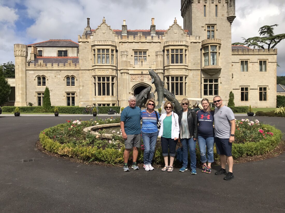 Elegant Irish castle hotel at dusk